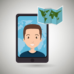 man smartphone travel vector illustration  eps 10 design