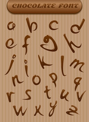 Chocolate font style. Letters of the latin alphabet made of chocolate. Vector illustration