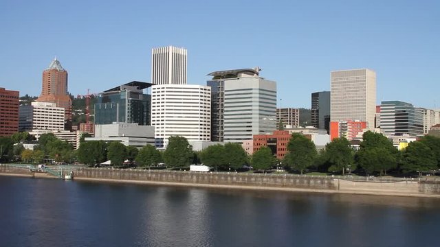 Portland Oregon 09 - Skyline and waterfront on west bank of Willamette River