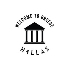 welcome to greece with icon hellas illustration in black