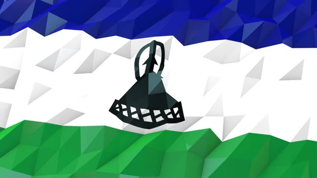 Lesotho 3D Wallpaper Animation, National Symbol, Low Polygonal Glossy Origami Style