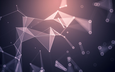 Abstract polygonal space low poly dark background, 3d rendering