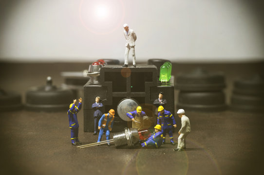 abstract mini boss check see worker do the job