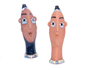 Ocarina, clay music instrument separated on white background