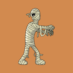 Standing Mummy Halloween Monster Cartoon 