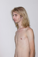 young man model snapshot polaroid side view