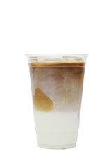 Iced coffee cafe latte in white background