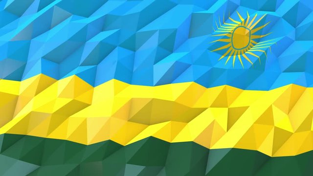 Rwanda 3D Wallpaper Animation, National Symbol, Low Polygonal Glossy Origami Style