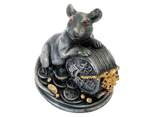 mouse and Chinese figurine of holy object with white isolate background 