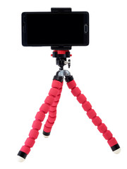smart phone hold on with tripod in white isolate background