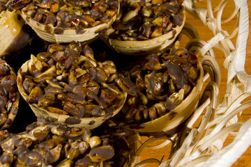 Cookie sunflower seeds in a waffle basket
