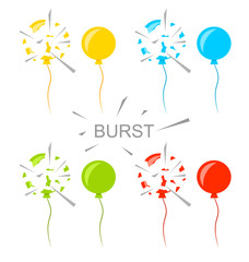 Set Colorful Popped Balloons Isolated