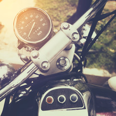 speedometer (gauge) of classic motorcycle - vintage color effect