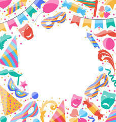 Frame Celebration background with carnival stickers and objects