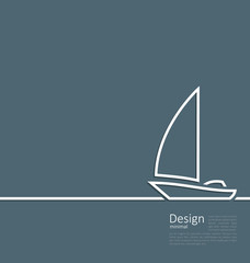 Logo of sailboat in minimal flat style line 