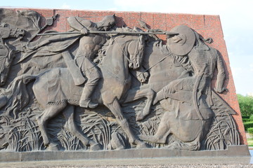 Detail of a war memorial in Astana, capital of Kazakhstan