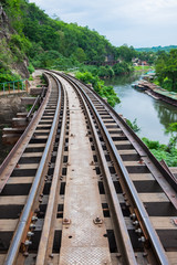 Fototapeta na wymiar The Death Railway with view of Khwae Noi River