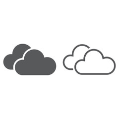 Fototapeta premium Clouds line icon, outline and solid vector sign, linear and full pictogram isolated on white, logo illustration