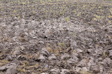 Agricultural land in rural areas and after plowing.