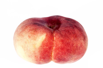 Fruit of Saturn Peach  ( Paraguayos ) on white background