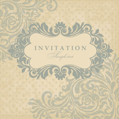 Wedding Invitation. Greeting Card with Flowers in a folk style