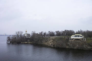 Fototapeta premium View of the island in the middle the Dnieper