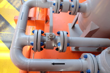 Manual valve in oil and gas industry, old valve and many rust present on the valve, Equipment for control production process.