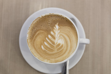 hot cappuccino coffee with latte art