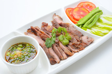 charcoal-boiled pork neck,Grill pork (Thai style food)
