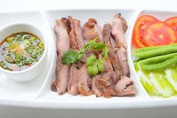 charcoal-boiled pork neck,Grill pork (Thai style food)
