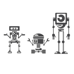 Flat design style robots and cyborgs.