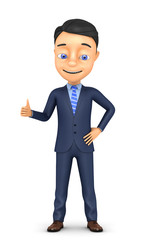 3d successful businessman isolated on white background
