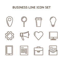 Linear business icon set