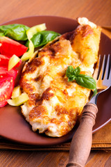 Omelet with camembert cheese