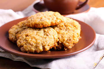 Coconut oat biscuits on plate