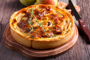 Brie and apple custard tart