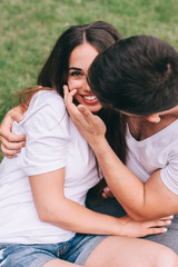 young couple in love having fun and enjoying the beautiful natur