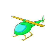 Green helicopter icon in cartoon style on a white background