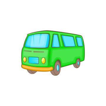 Classic van, retro style icon in cartoon style on a white background