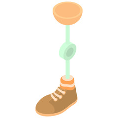 Prosthetic leg icon in cartoon style on a white background