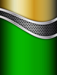 metal steel template background - green gold metalic