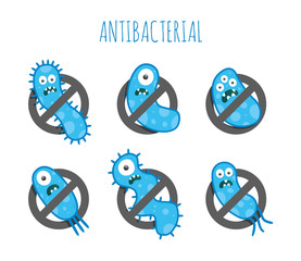 Antibacterial blue germs. Isolated vector illustration.
