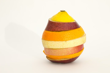 fruits sliced on white background