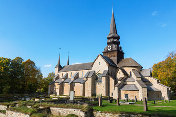 Fototapeta na wymiar Varnhems abbey church and cemetery