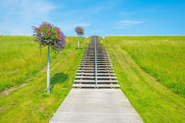 Fototapeta na wymiar Stairs on a dike in summer