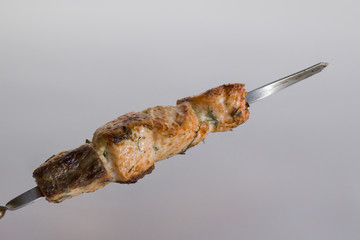 one fish kebab on a skewer
