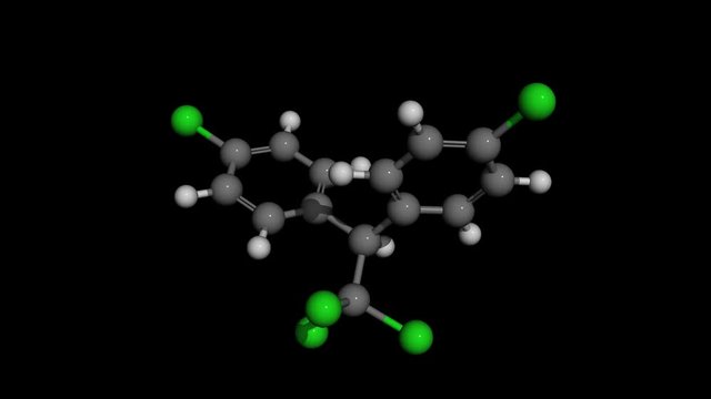 DDT molecule model rotating 4K UHD with alpha channel seamless loopable