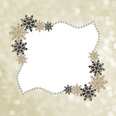 Winter frame with snowflakes and decoration beads