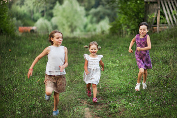 Fototapeta premium Children happy outdoors.