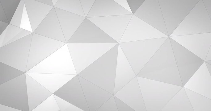 3d white abstract geometric polygon surface motion background loop 4k